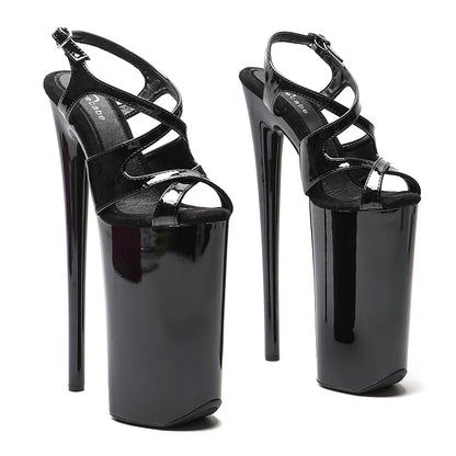 26CM/10inches Shiny Patent  PU upper Open Toe   High Heel platform y exotic  party sandals   Pole Dance shoes