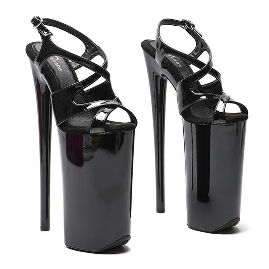 26CM/10inches Shiny Patent  PU upper Open Toe   High Heel platform y exotic  party sandals   Pole Dance shoes