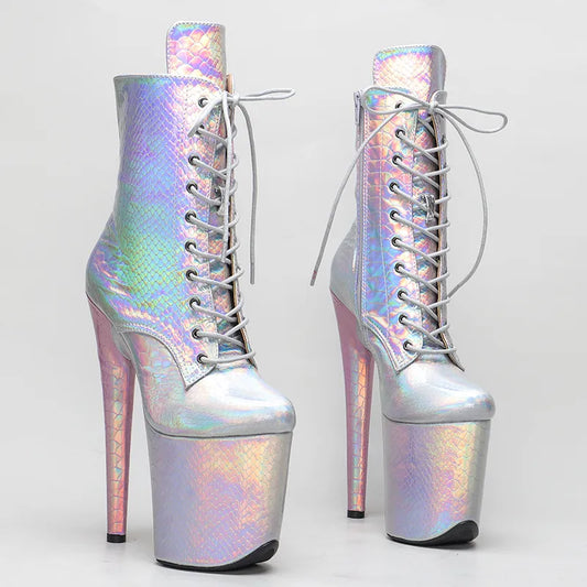 20cm/8inches  shininy  upper closed toe   High Heel platform   Pole Dancing boots