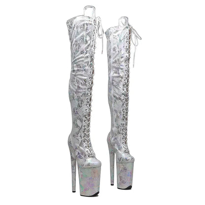 23CM/9inches Snake Upper  fashion  lady small  High Heel platform  Pole Dance boots
