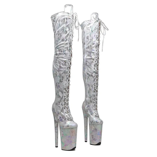 23CM/9inches Snake Upper  fashion  lady small  High Heel platform  Pole Dance boots