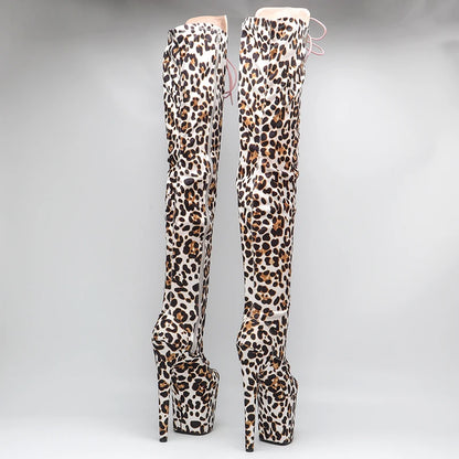 20CM/8inches  leopard print suede upper  boots super high heel platform boots model nightclub over knee high boots 5B