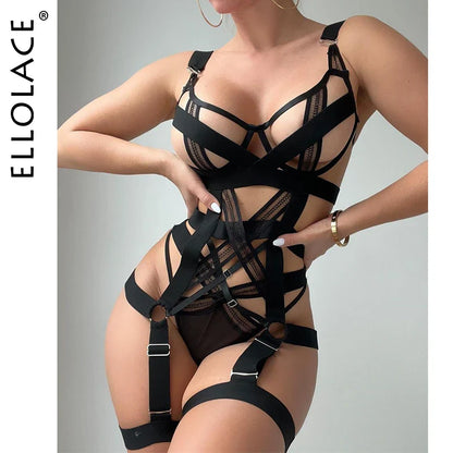 Ellolace Porn Erotic Lingerie Bandage Set Women 2 Piece Hot Sexy Babydoll Fetish Uncensored Fantasy Sexy Costume Onlyfans Kit