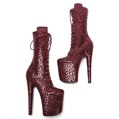 20CM/8Inch  Nightclub  Stiletto Pumps Side Zipper High Heels Women's Party Shoes platform boot 4B