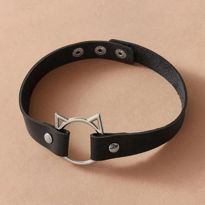 Punk Cat  Choker Necklaces PU Leather Little Devil Collar for Women Gothic Jewelry Cosplay Accessories Harajuku Party Gift