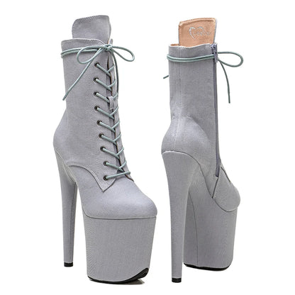 20CM/8inches denim Upper Pole dancing shoes High Heel platform Pole Dance boot