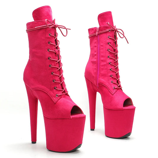 20CM/8inches sude upper fish mouth fashion High Heel platform Pole Dance boot