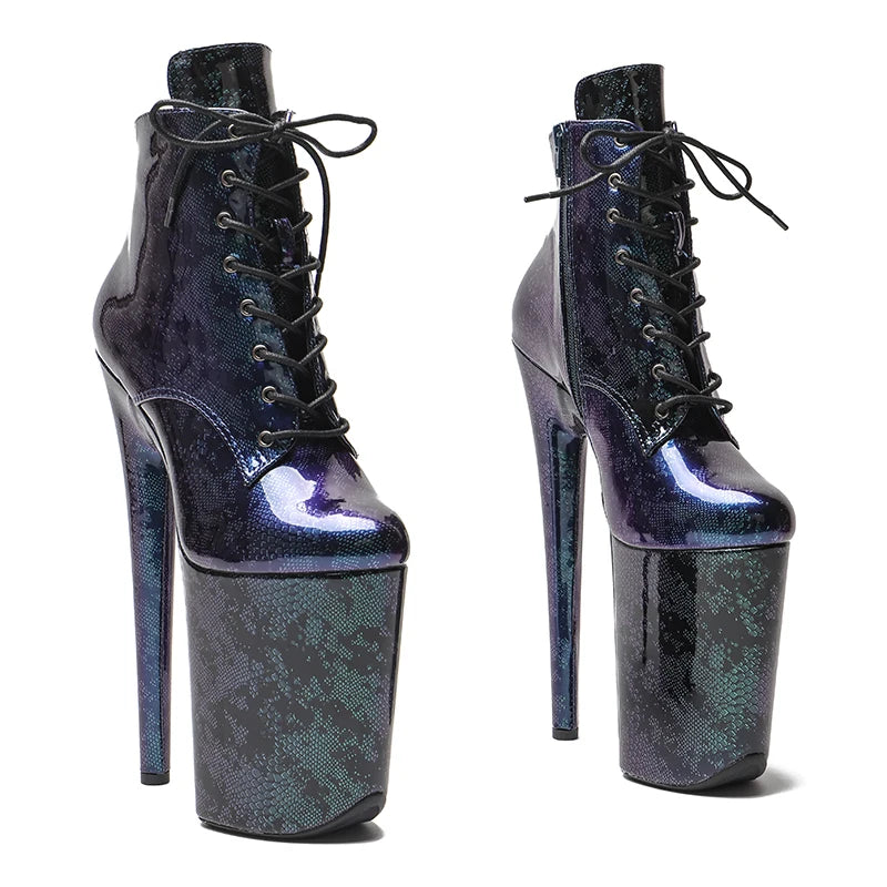 23CM/9inches PU upper y Short Boots Nightclub  Stiletto Pumps Side Zipper High Heels Women's Party Shoes 2B