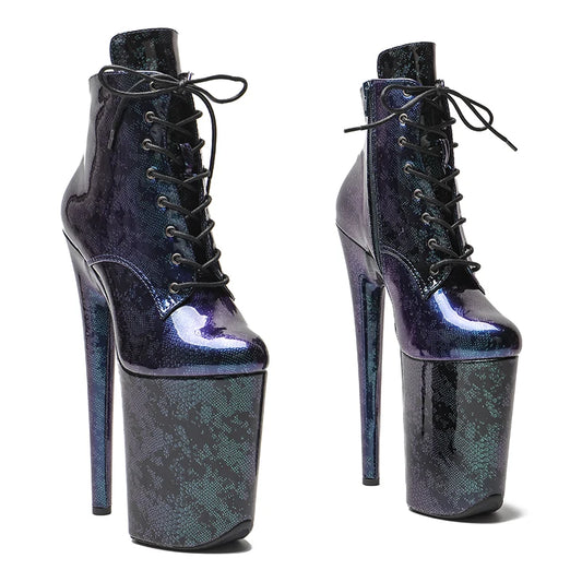 23CM/9inches PU upper y Short Boots Nightclub  Stiletto Pumps Side Zipper High Heels Women's Party Shoes 2B