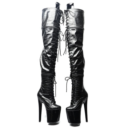20CM/8Inch Patent Upper Zipper split boots Women New Design Three ways wear boots Extreme High Heel  Detachable boots 5B