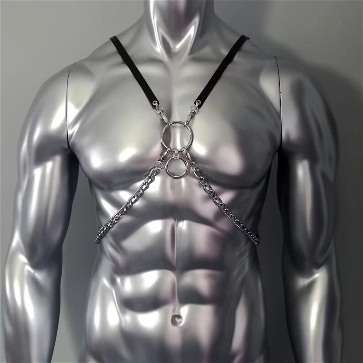 Gothic Body Harness Chain Men Fashion Metal Punk Leather Tops Chest Jewellery Accessories  Fashion Party Nightclub Straps