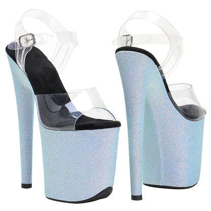 20cm/ 8inches PVC   upper  fashion y   glittering platform high heel   sandals  pole dance shoes