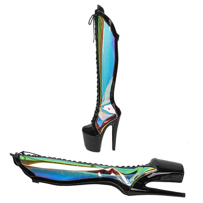20CM/8inches TPU with patent Pole dancing shoes High Heel platform Pole Dance boot