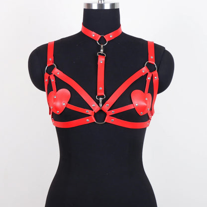 Leather Harness Bras  Women Lingerie  Cage Bra Goth  Sleepwear Party Club Brassiere Costume