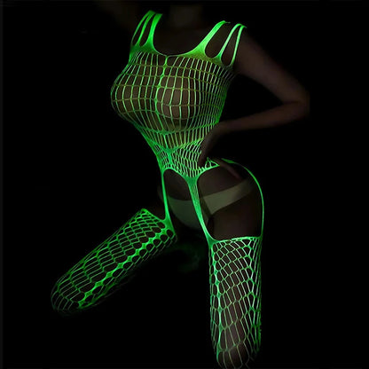 New Luminous  Lingerie  Bodystockings Women Body Suits Crotchless Babydoll Fishnet Bodysuit Underwear  Outfits