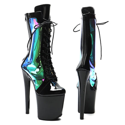 20CM/8Inch Patent with TPU  Platform disco party High Heels Shoes Pole Dance boot