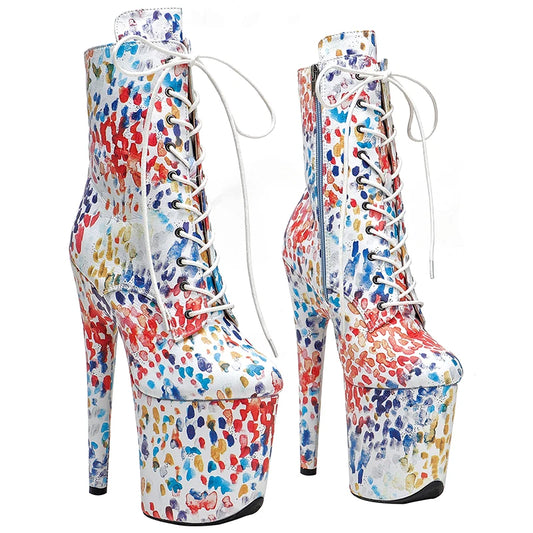 20CM/8Inch Genuine Leather Women disco party Pole Dance boot model nightclub super high heel  Stripper Platform boots 3B