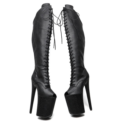 23CM/9inches Snake  upper y boots  Fashion trend Small open toe   High Heels Platform Pole Dance shoes