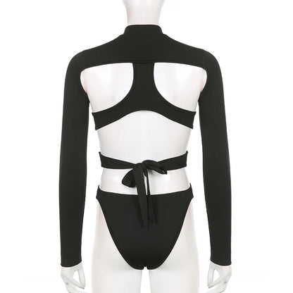 Hirigin – barboteuse en maille ajourée pour femme, barboteuse Sexy, modelante, dos nu, Streetwear, Club, transparente, combinaison noire 