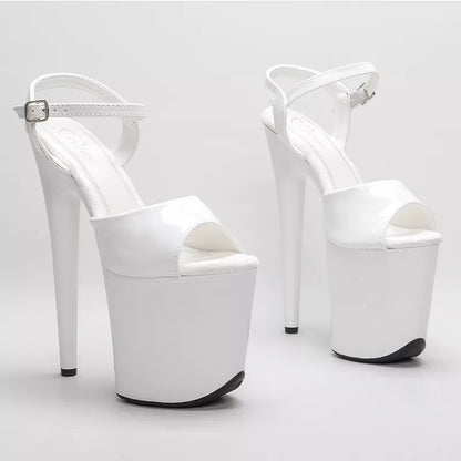 20cm/8inch Shinny White style high heel sandals  y model shoes pole dance shoes