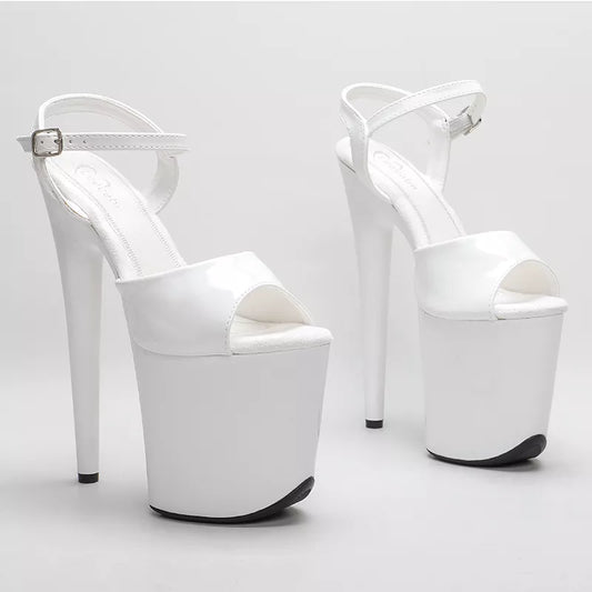 20cm/8inch Shinny White style high heel sandals  y model shoes pole dance shoes
