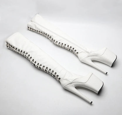 20CM/8inches  Women New Design  Extreme High Heel   Lap Dancing Stripper Shoes Platform Lace-up 5B
