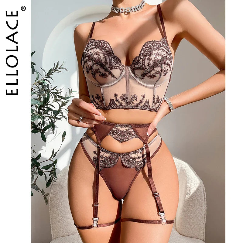 Ellolace Fancy Lingerie Seductive Delicate Underwear Vintage Sexy Outfits For Woman Onlyfans French Bra Set Ensemble Intimate