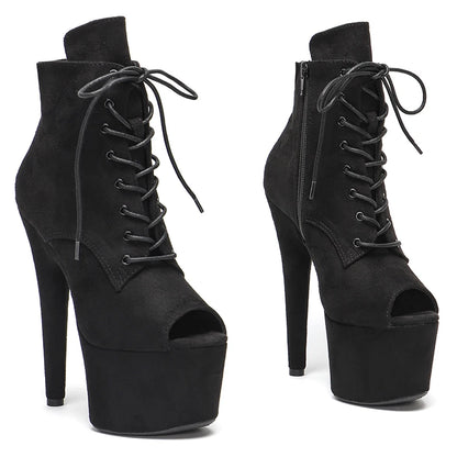 17CM/7Inch suede upper Women's Platform boots  party High Heels Shoes Pole Dance shoes ankle boots 2B