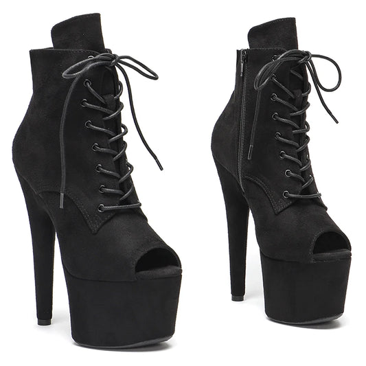 17CM/7Inch suede upper Women's Platform boots  party High Heels Shoes Pole Dance shoes ankle boots 2B