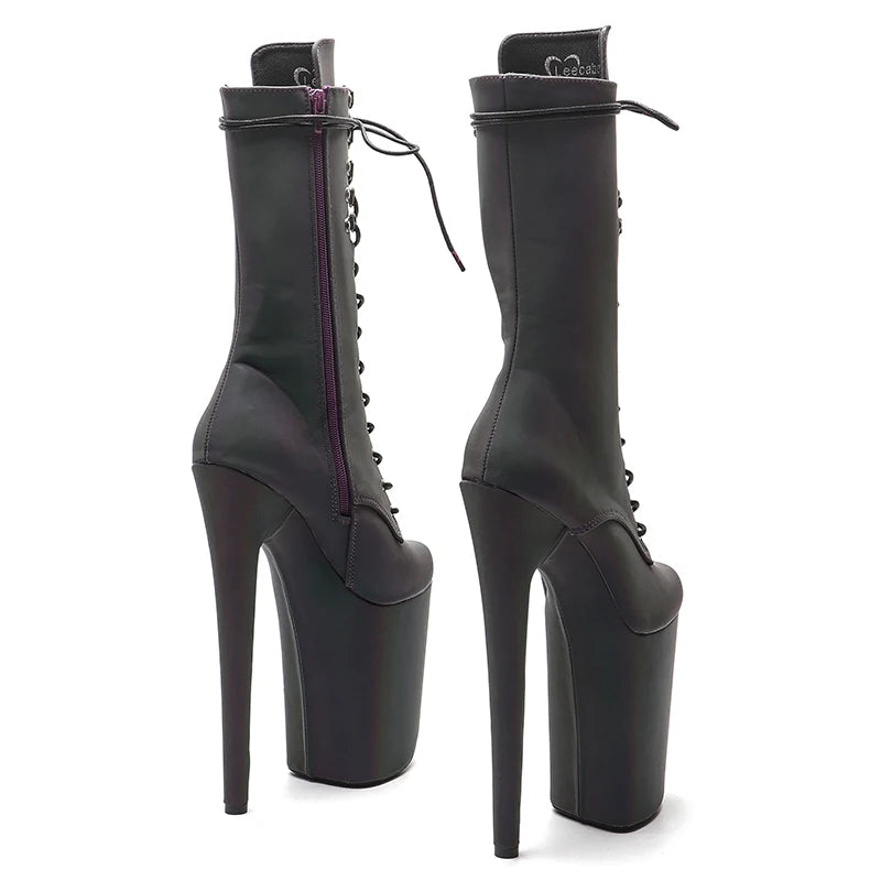 23CM/9inches Extreme High Heels Platform Boots Lace Up y Pole Dancing Ankle Boots  4B