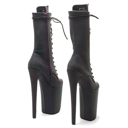 23CM/9inches Extreme High Heels Platform Boots Lace Up y Pole Dancing Ankle Boots  4B