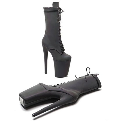23CM/9inches Extreme High Heels Platform Boots Lace Up y Pole Dancing Ankle Boots  4B