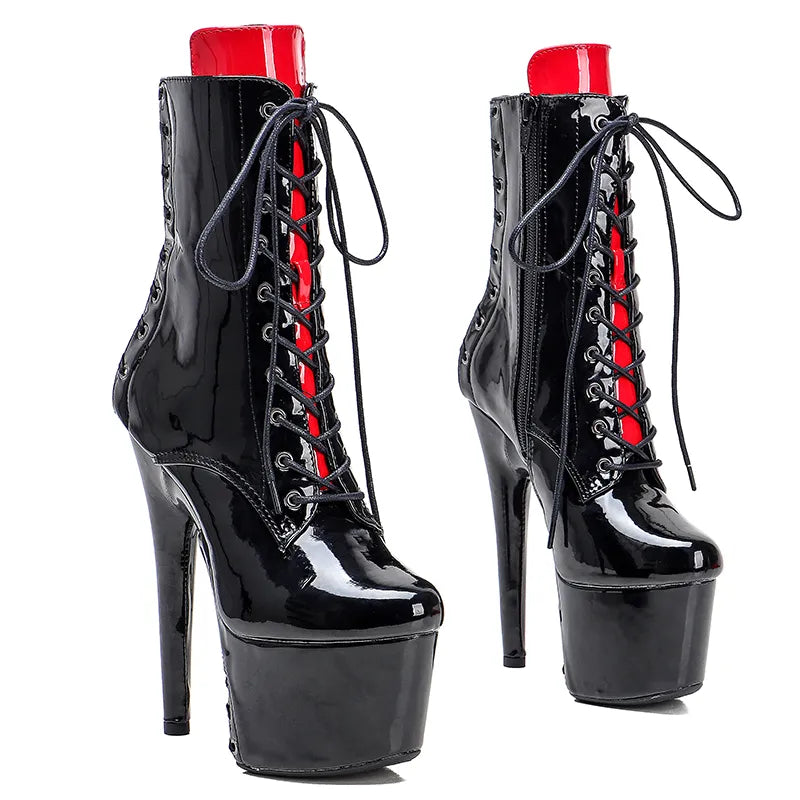 Newest 17CM/7inches Pole dance boot with denim High Heel platform Boots closed toe  Pole Dance boot