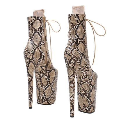 23CM/9inches Snake Upper Pole Dance Shoes High Heels Platform Ankle Boot Pole Dance Boot