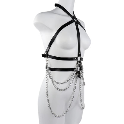 Sexy Body Chain Harness For Women Gothic Belt Lingerie Bra Strap   Pu Leather Chest Cosplay Goth Waist Garter Belts
