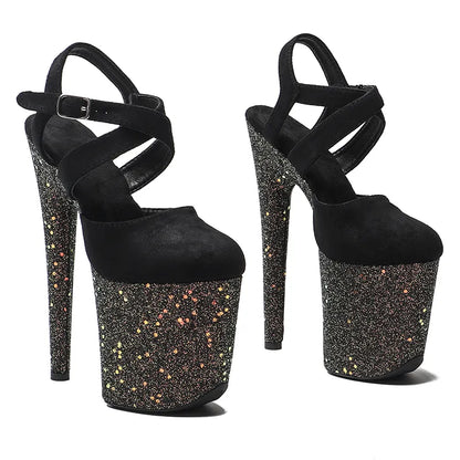 8Inch/20cm Suede Upper with Glitter   Platform Sandals party High Heels Shoes Pole Dancing Shoes