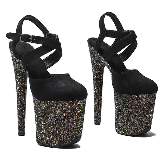 8Inch/20cm Suede Upper with Glitter   Platform Sandals party High Heels Shoes Pole Dancing Shoes