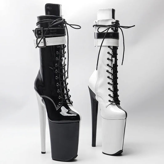 23CM/9inches color matching  Extreme High Heels Platform Boots Lace Up y Pole Dancing Ankle Boots women boot 4BY