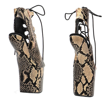 heelless PU Upper Platform Ankle Boots y Exotic Models Party Show Stage Platform  Women  no heel pole dance shoes 2W
