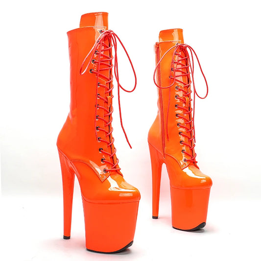 20CM/8Inch Patent Upper Women's Platform Sandals  party High Heels Shoes Pole Dance boot