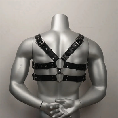 Leather Chest Harness Men with Armband  Gay Body  Cage  Crossed Harness Belts for Men Punk Gothic Male Costumes