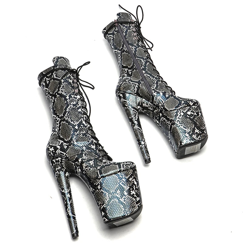 Snake 20CM/8inches Pole dancing shoes High Heel platform Boots closed toe Pole Dance boots
