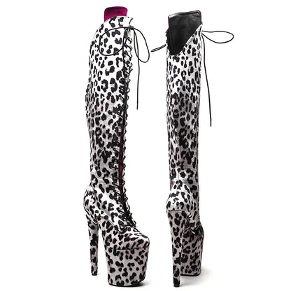 20CM/8inches Leopard Upper with Suede tongue  Pole dancing shoes High Heel platform Boots Pole Dance boots