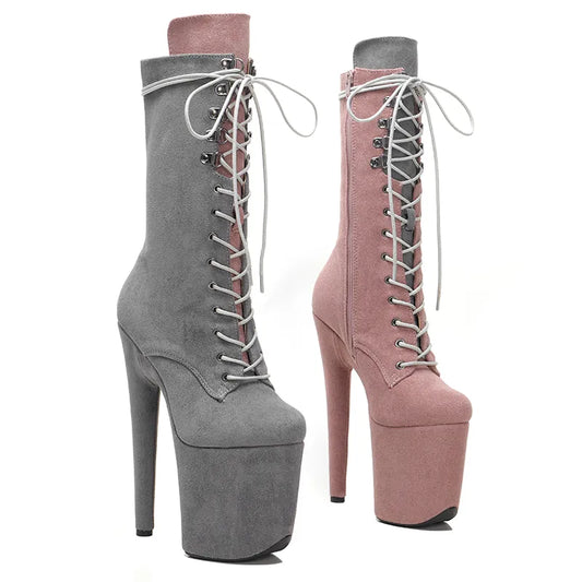 20CM/8inches  Suede  Upper two colors mix  High Heel platform  Pole Dance boots