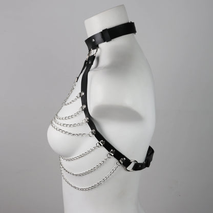 Gay Women  PU Leather Harness Men's Lingerie Adjustable Body Punk Style Belts   Harajuku Garter For