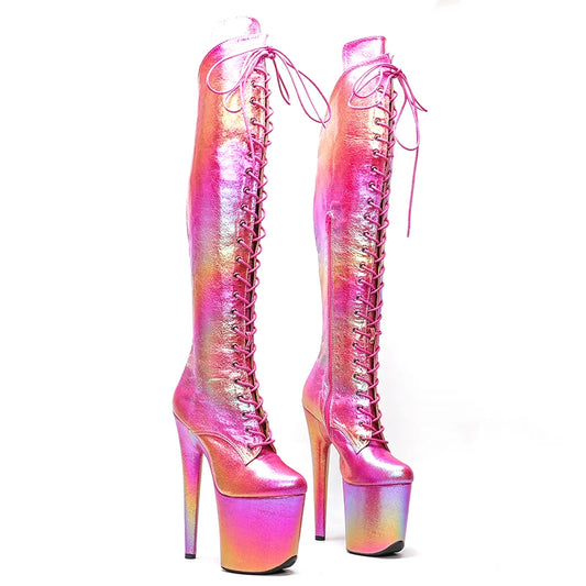 20CM/8inches Pole dancing shoes High Heel platform Boots closed toe Pole Dance boots  knee high boots 5B