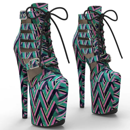 20CM/8inches colorful  PU  Upper   Fashion trend   platform Pole Dance boot