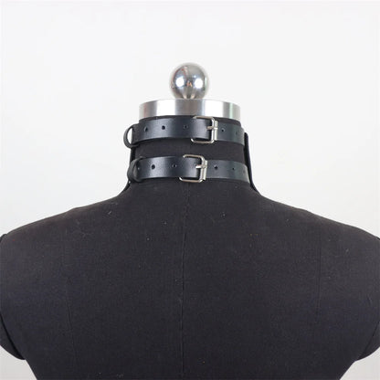 Sexy Punk Rave Chokers Necklace PU Leather Harness  Cosplay Goth Round Collar For Women   Goth Accessories