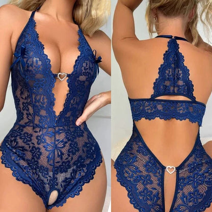 One Piece Open Bra Crotchless Women's Underwear For  Lace Transparent Lingerie Sets Plus Size Body Suit  Lenceria Mujer