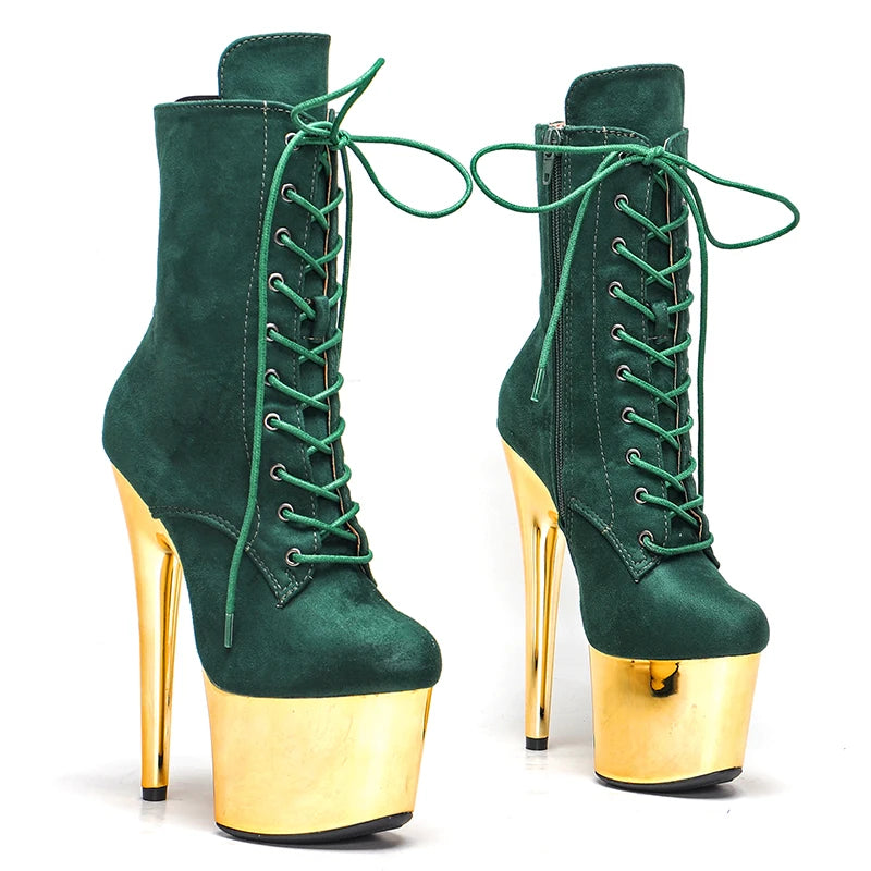 17CM/7Inches Suede with electroplate High Heel platform Boots Closed toe  Pole Dance boot